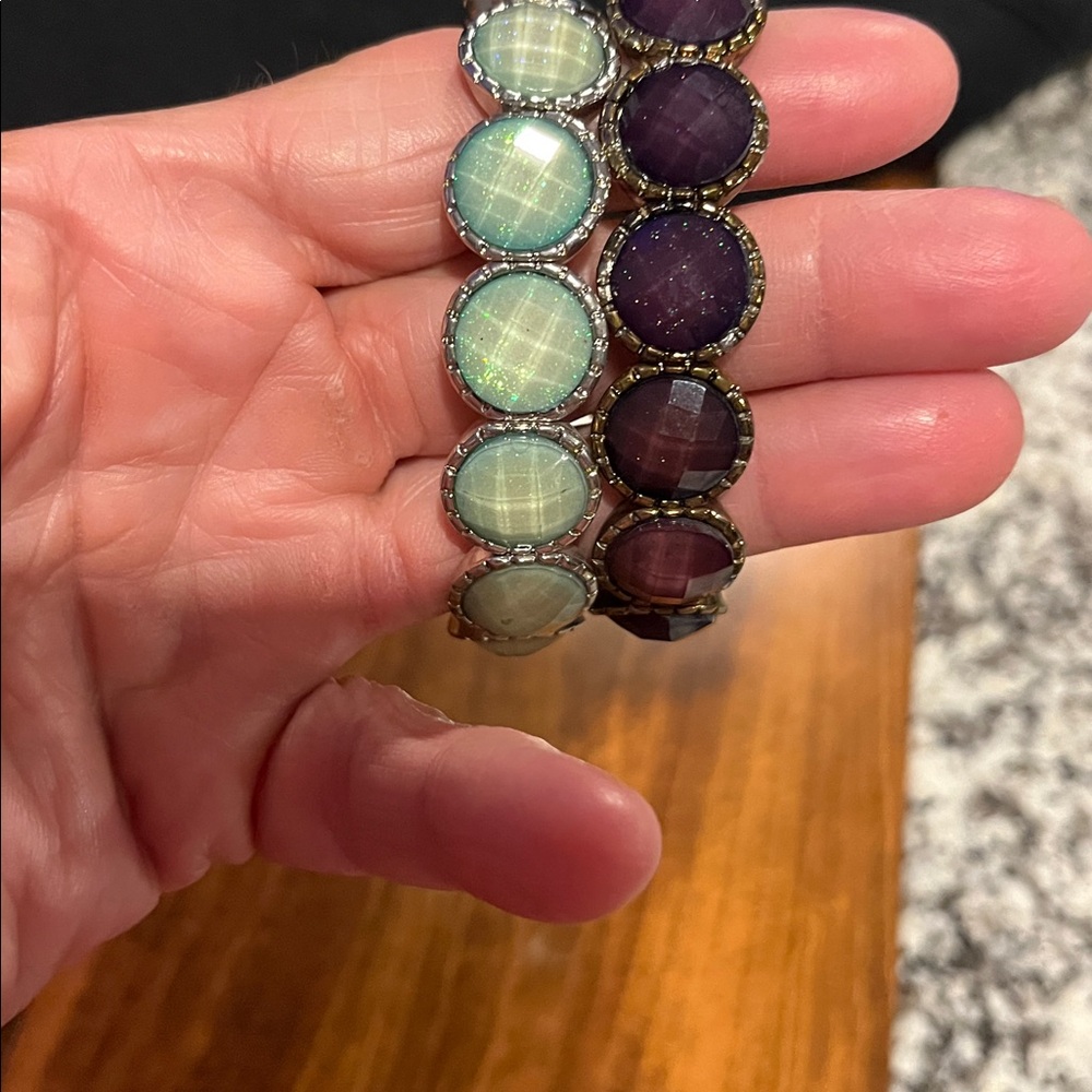 Elegant Green and Purple Beaded Bracelet